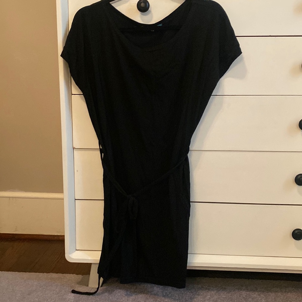 Black tshirt dress with tie waist
